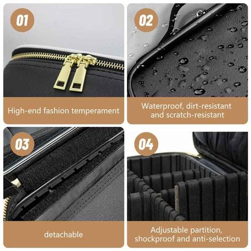 mumisuto Makeup Bag with Light Up Mirror Travel Makeup Case with Adjustable Dividers Cosmetic Bags Brush Organizer with 3 Adjustable Brightness Portable Artist Organizer Bag with Makeup Brush Storage