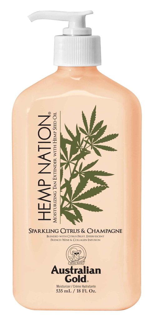 Australian Gold Hemp Nation Sparkling Citrus & Champagne Bundle - Tan Extender Body Lotion (18 FL Oz) & Body Wash (8 FL Oz), Effervescent Orange, Grapefruit & French Wine Extract, Pure Hemp Seed Oil