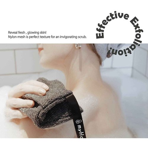 myHomeBody Soap Pocket Exfoliating Pouch, Body Scrubber Sponge, Exfoliator for Bath, Shower or Leftover Bits Saver, Graphite Gray, 6 Pack + 6 Lift Pads