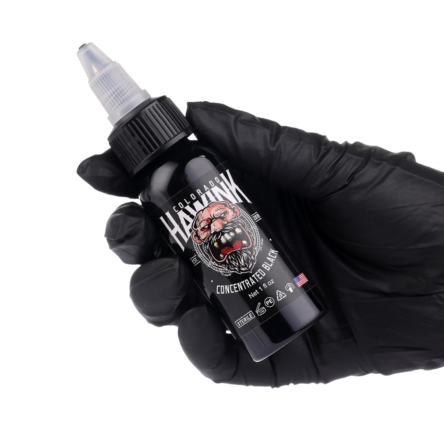 HAWINK Black Tattoo Ink 1 oz (30ml) Vegan-Friendly USA Standard Pigment Tattoo Supplies True Black TI203-30-001