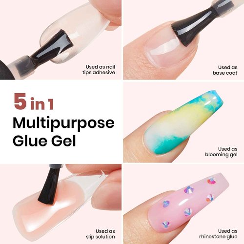 beetles Gel Polish Nail Set 6 Colors Sandstorm Collection Nude Pink Peach Brown Natural Manicure Kit & Beetles Gel Nail Kit Easy Nail Extension Set 5 In 1 Nail Glue Gel Base Coat with Nail Tips