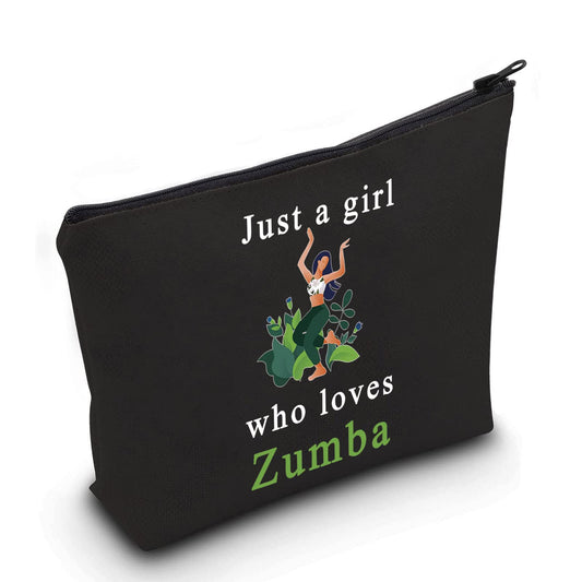 LEVLO Zumba Cosmetic Make Up Bag Fitness Dance Workout Gift Just A Girl Who Loves Zumba Makeup Zipper Pouch Bag (Loves Zumba Black)