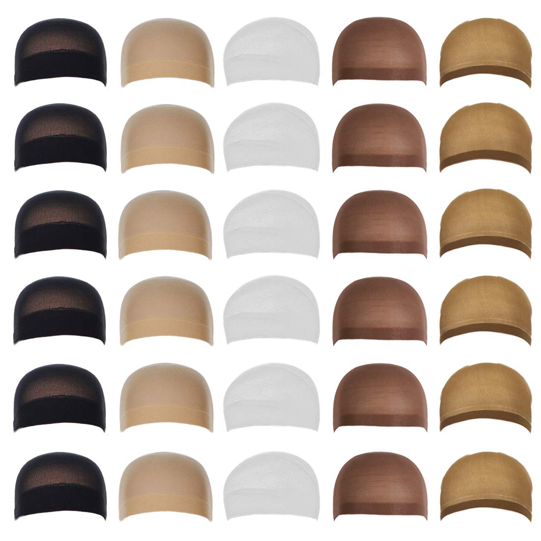 Deepth 12 pieces Stocking Wig Caps 5 colors Stretchy Nylon Wig Caps for Women & Men (Mix)