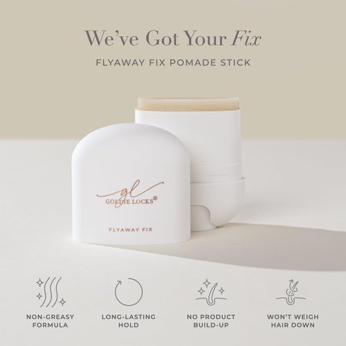 Goldie Locks Flyaway Fix Hydrating Pomade Stick - Tames Flyaways and Controls Frizz - Lightweight Non-Greasy Hold - Safe for Extensions & Color-Treated Hair - Protein-Free - 0.5 oz