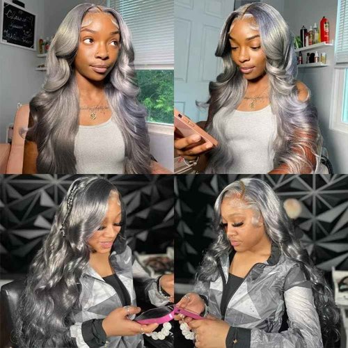 Grey Bundles Human Hair Body Wave Bundles 16 16 16 Inch Gray Body Wave Human Hair Extensions Double Weft Unprocessed Brazilian Virgin Hair 3 Bundle 50 Grams Per Bundle
