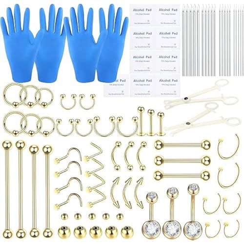 Xpircn Piercing Kits Stainless Steel 20G 18G 16G 14G 12G Lip Nose Tongue Tragus Cartilage Daith Eyebrow Belly Button Rings Clear Retainer Piercing Jewelry