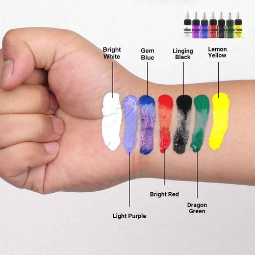 STIGMA Professional Tattoo Ink Color Set 7 Colors with 15 ml 1/2oz per Bottle Tattoo Ink Set for Tattoo Artist and Beginners Tattoo Supplies TI4003-15-7