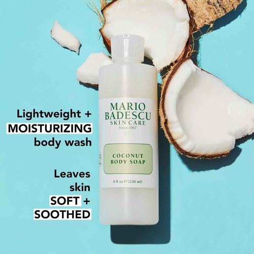 Mario Badescu Coconut Body Wash & Body Butter Bundle – Hydrating Shower Gel Soap & Moisturizing Cream for Smooth, Soft Skin Care – Summer Beach Vacation Essentials for Women & Men