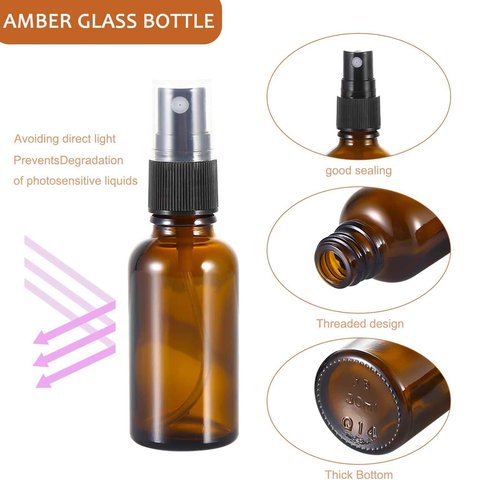 ALIFEIA 1 oz Amber Glass Spray Bottles,Small Empty Fine Mist Refillable Travel Spray Bottle for Cleaning,Perfume,Aromatherapy,Cosmetic Sprays,Hair,Essential Oils with Fine Mist Dispenser（3 Pack）