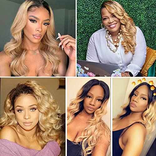 1b27 Ombre Body Wave Human Hair Bundles Two Tone Black and Honey Blonde Bundles Wet And Wavy 100g/Pcs 8A Grade Brazilian Honey Blonde for Black Women 14 16 18 Inch