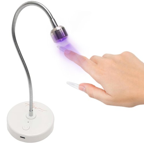 ALLKEM Flash Cure UV Nail Lamp – Gooseneck Gel Nail Light – Cordless Rechargeable LED Curing Lamp for Home & Salon Use – Silver, 3W