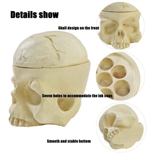Tattoo Ink Cups Holder, SOTICA Ink Caps Holder Stand Lots Design Hard Skull Resin Tattoo Ink Caps Cups Holder Stand for Permanent Makeup Tattooing Tool