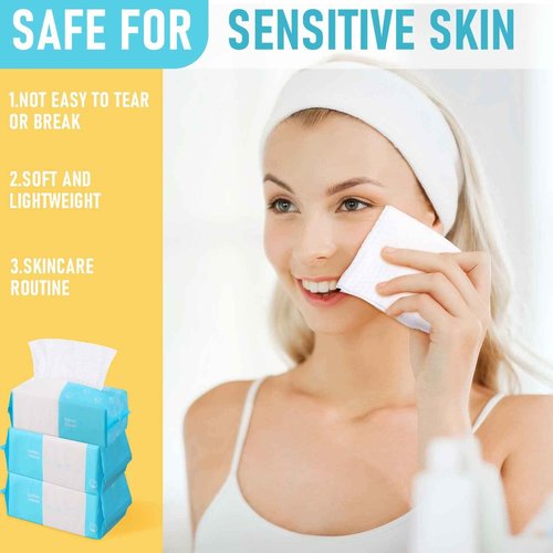 12 Pack 1200 Counts Disposable Towelettes for Face, Face Towel Bulk Cotton Face Tissues Soft Facial Tissue Dry Wet Use for Sensitive Skin Care, Makeup Removing, Surface Cleaning, 5.9 x 7.8 Inch
