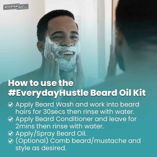 #EverydayHustle Premium Beard Care Kit for Men - With Shampoo, Conditioner & Spray Beard Oil - The Ultimate Beard Kit for Beard Moisture, Softening, Detangling, Grooming - 3-in-1 Pack