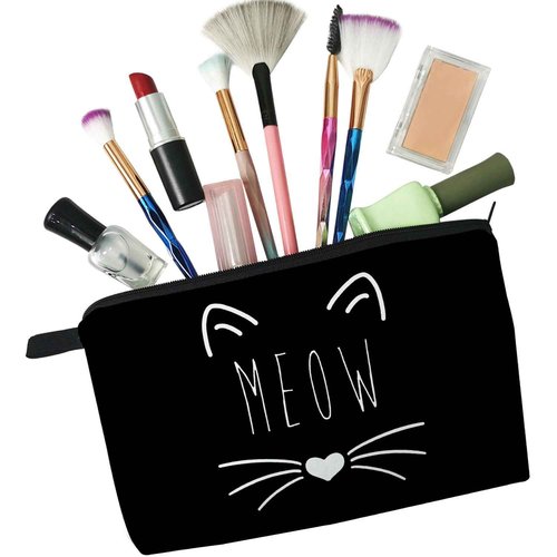 Livel lhood Women Travel Bag Black Cat Pattern Printed Cosmetic Bag Makeup Bag Small Pouch Gift for Women hz7501