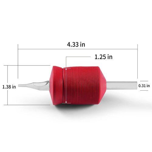 BEZTAT 1.25 Inch Ultra Premium Red Soft Silicone Grip w/Long Clear Disposable Tubes & Tips- 15 Pack, Round Tip (7RT)