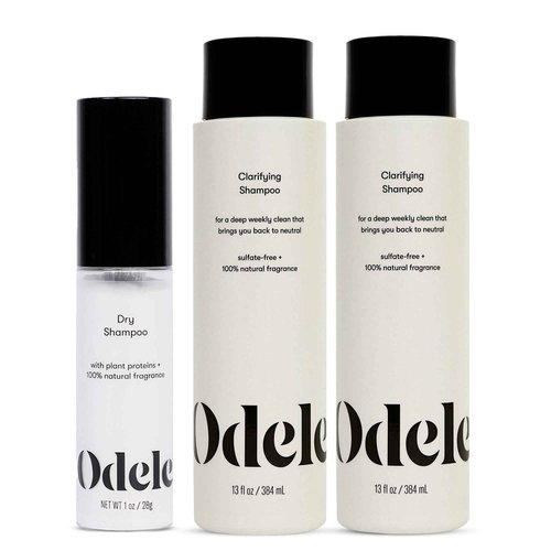 Odele Oil-Absorbing Dry Shampoo Powder with Clarifying Sulfate-Free Shampoo 2-Pack, for All Hair Types & Textures