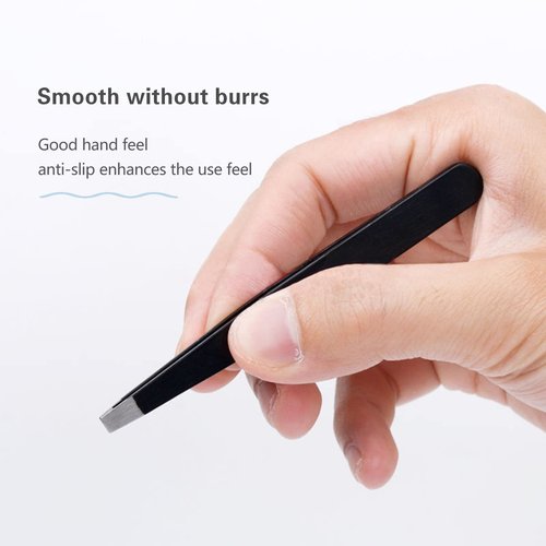 Tweezers Set, High Precision Stainless Steel Eyebrow Tweezers for Facial Hair, Inward Growing Hair and Splinter Remover Kit, Suitable for Women and Men, 4-Piece Set. (Black)
