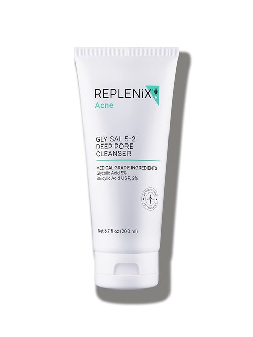 Replenix Gly-Sal Deep Pore Acne Face Wash, 6.7 Fl Oz, Non-Oily Medical-Grade 5% Glycolic & 2% Salicylic Acid Facial Cleanser for Acne-Prone Skin, Gently Unclogs & Refines Pores, Non-Drying