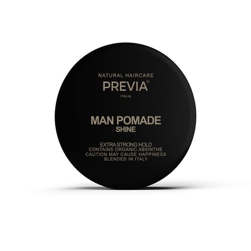 PREVIA Man Pomade Shine Styling Cream for Natural Hold Molding Hair Paste with Organic Absinthe Extract Vegan Natural Ingredients for Textured Casual Hairstyles and Sleek Finish 3.38 oz