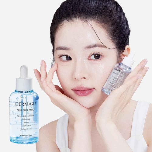 DERMA:D Korean Ampoule with Hyaluronic Acid Serum for Face – Hydrating Formula with Panthenol, Vitamin C & Retinol – Multi-Benefit Skincare Serum to Refresh and Enhance the Look of Skin – 1.69 fl oz