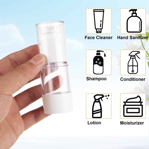 SENENQU 40 PCS 0.5 Oz 15ml Airless Pump Bottles Travel Size Empty Pump Bottle Lotion Container Refillable Cosmetic Pump Dispensers for Foundation Moisturizer Shampoo Toiletry