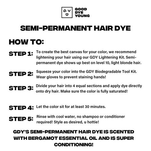 Good Dye Young Semi-Perm Dye (Blue Ruin) with Hair Lightening Kit (4oz)