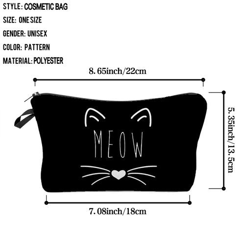 Livel lhood Women Travel Bag Black Cat Pattern Printed Cosmetic Bag Makeup Bag Small Pouch Gift for Women hz7501