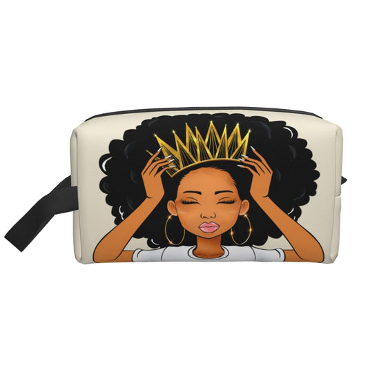 BDAWQUG African American Larqe Hanging Toiletry Bag Travel Cosmetic Makeup Bag Organizer for Black Women's Accessories Purses Bags Beige