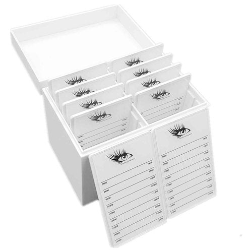 LIXIMMAZN 10 Layers Acrylic Eyelash Storage Box,Eyelash Holder Extension Tool,Makeup Organizer False Eyelashes Glue Pallet Holder, Grafting Eye lashes Close-Packed Display with 10 Pallets (White)
