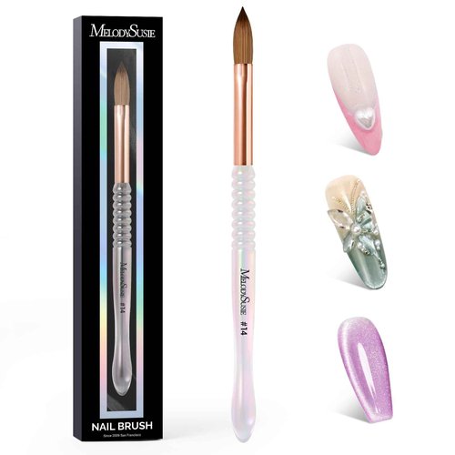 MelodySusie Kolinsky Acrylic Nail Brush, 80% Kolinsky Hair, Professional Nail Brush for Acrylic Powder Nail Extension and 3D Nail Carving, Nail Art Tools for DIY Home Salon, Size 14