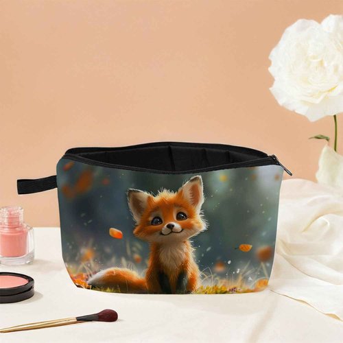 MoCaliduccious Cute Fox Cosmetic Bag Gift for Women Small Makeup Bag for Purse Cosmetic Bags for Women Zipper Travel Toiletry Pouch Fox Makeup Bags