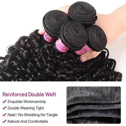 UNICE Human Hair Bundles Curly 12 14 16 inch 100% Unprocessed Malaysian Virgin Weave 3 Bundle Real Natural Black Human Hair Extensions 1B Natural Black Color for Women