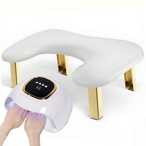 Ankysasky Nail Arm Rest, PU Leather Nail Tech Arm Rest,Foldable Arm Rest for Nails Tech U-Shaped Hand Rest Manicure Hand Rests for Foot Hand Rest (White)