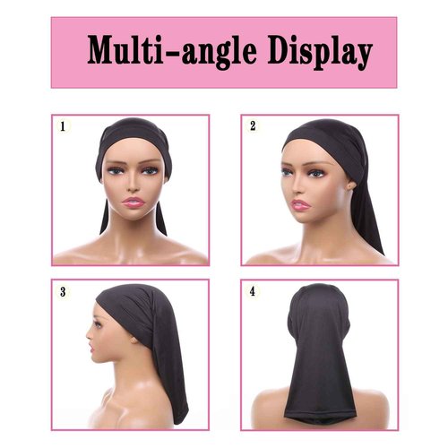 Leeven 2 Pieces Shower Cap for Women Dreadlock Cap Wide Elastic Black, Red