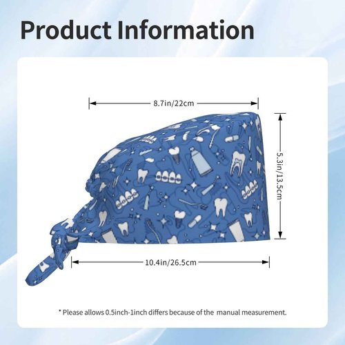 Dental Orthodontics Scrub Caps with Sweatband Adjustable Working Cap Surgical Headgear for Women Men