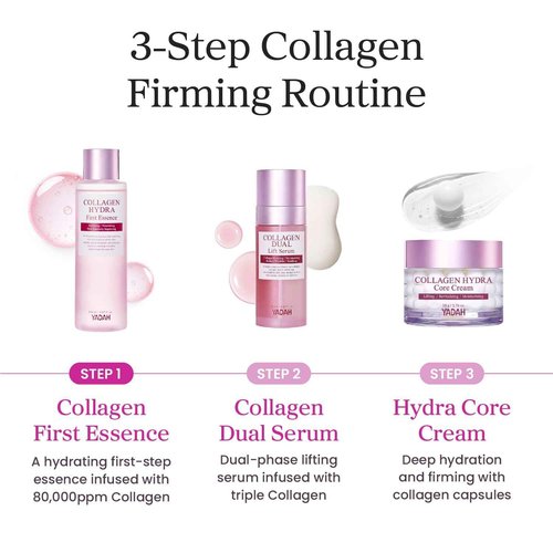 YADAH Collagen Hydra Essence – Deep Hydration, Soothing with 80,000ppm Collagen peptides and Triple Hyaluronic Acid, Centella Asiatica Extract, Niacinamide – 5.07 fl oz