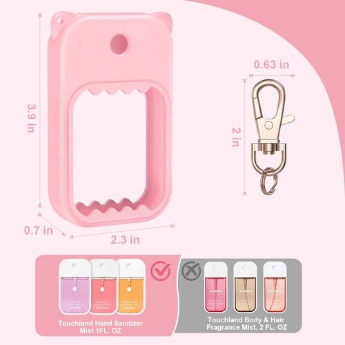 taessv Hand Sanitizer Spray Case for Touchland Silicone Touchland Case Keychain Cute Hand Sanitizer Spray Holder Compatible with Touchland Power Mist Gentle Mist Glow Mist, Pink