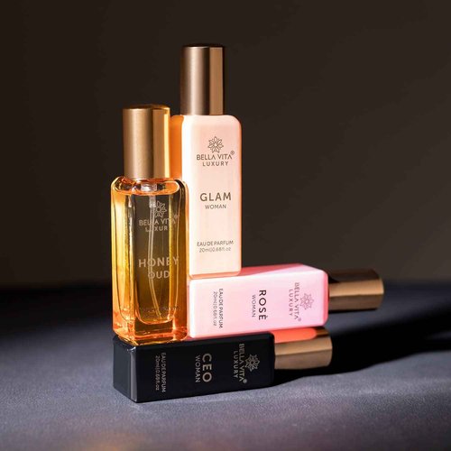 BellaVita Luxury Him and Her Perfume Gift Bundle for Men & Women | 8x20ml Mini Perfumes | Woody, Floral, Citrus, Oud, Vanilla & Musk | Couple Gift Set | Travel-Ready Fragrance Collection