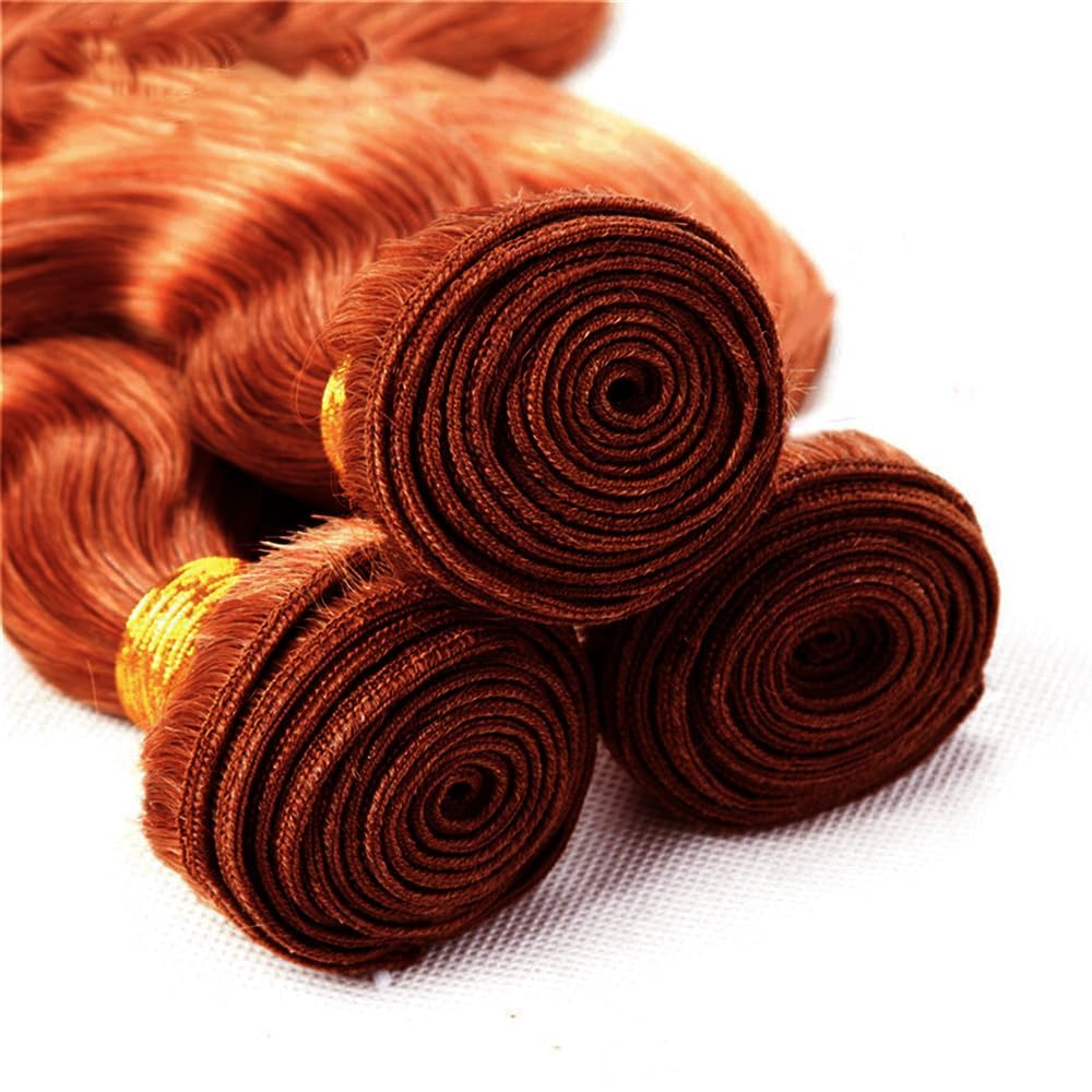 Reddish Brown Bundles Color #33 Body Wave Human Hair Bundles 24 24 Inch Grade 8A Remy Hair 2 Bundles Copper Red Body Wave Bundles Hair Extensions Auburn Human Hair Bundles