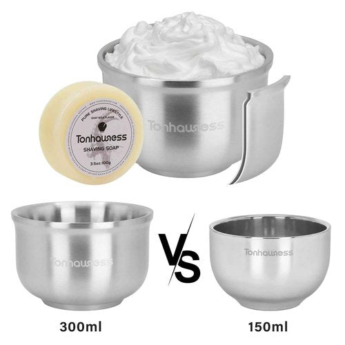 Shaving Brushes Kit For Men, 4 In 1 Shaving Brush Set Includes Badger Hair Shave Brush, Stainless Steel Shaving Bowl, Shaving Stand and Soap