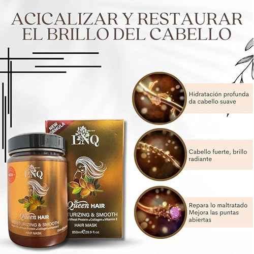 Keratina Capilar La Reina del Cabello ? 850 ml ? Con Arg?n, Col?geno, Prote?na de Trigo y Vitamina E ? Sin Sal ni Parabenos ? Hidrataci?n y Alisado Profundo