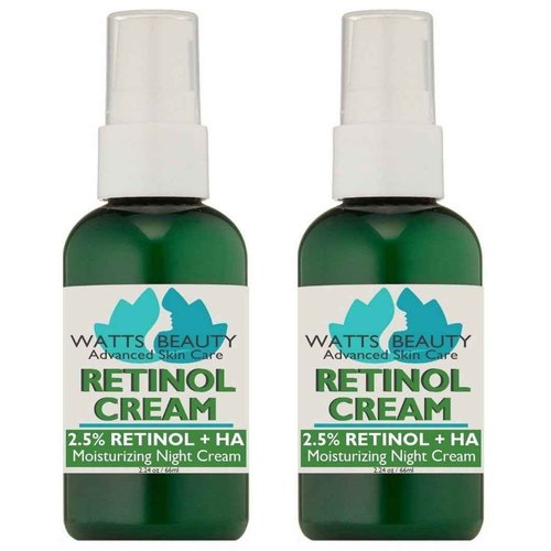 Watts Beauty 2.5% Retinol Cream for Face and Body - Lightweight, pore-friendly cream containing anti-aging retinol, hyaluronic acid, vitamin E, vitamin B5, and jojoba oil for all skin types - 4.48 oz.