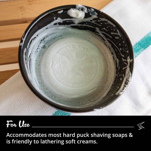 ROYAL SHAVE Ceramic Textured Shaving Bowl – Shave Soap & Shaving Cream Dish, Textured for Rich Lather – LARGE (Black)