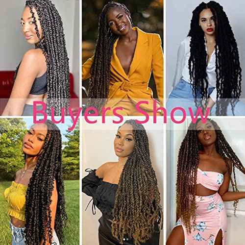 Alrence Passion Twist Hair 24 Inch 8 Packs Water Wave Crochet Hair Curly Braiding Hair For Butterfly Locs Long Bohe Crochet Braids (24 Inch (Pack of 8), 1B/33)
