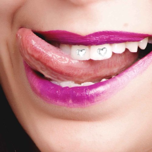 POPETPOP Heart-Shaped Teeth Gems Kit 10Pcs Crystal Tooth Jewelry Removable DIY Teeth Decoration Accessories for Unique Smile and Festive Look