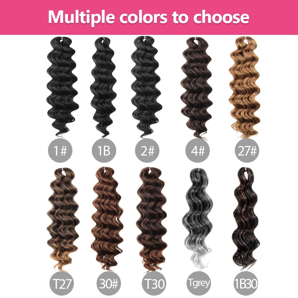 Niseyo NU Ocean Wave Crochet Hair 6 Inch 8 Packs Soft Deep Twist Crochet Braids Synthetic Wavy Braiding Hair Extensions P1B/30(Mix Black/Dark Brown)