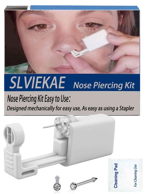 Nose Piercing Kit, Nose Pierce Kit Nose Piercing Gun Self Nose Piercing Gun Kit Nose Piercing Gun Kit Tool (White)