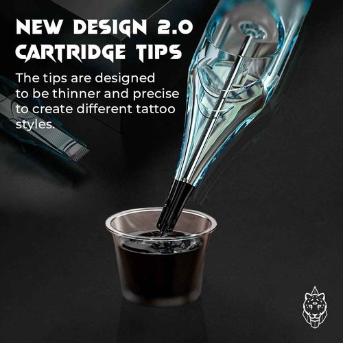 20pcs Tattoo Cartridge Needles- Tattoo Needles Cartridges Sterilized with Membrane Mixed Sizes-Upgraded 2.0 Casing Design- Durable Tattoo Needles for Tattooing - Round Liner (1214RL)