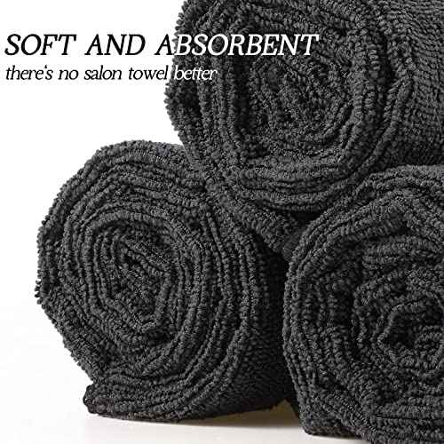 Panelee 36 Packs of Bleach Proof Towels Microfiber Absorbent Salon Towels Bleach Resistant Salon Hand Towels for Gym, Bath, Spa, Shaving, Shampoo, Home Hair Drying, 16 x 28 Inches (Black)